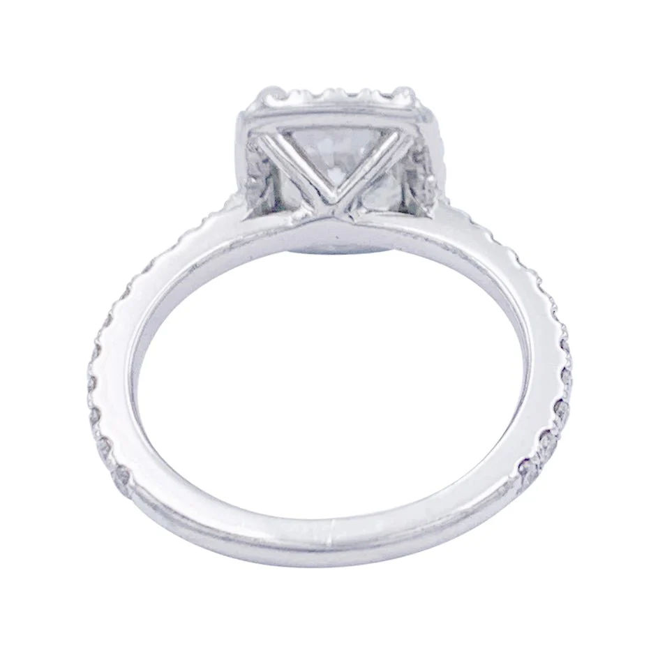 Bague diamant coussin, platine - Image 3