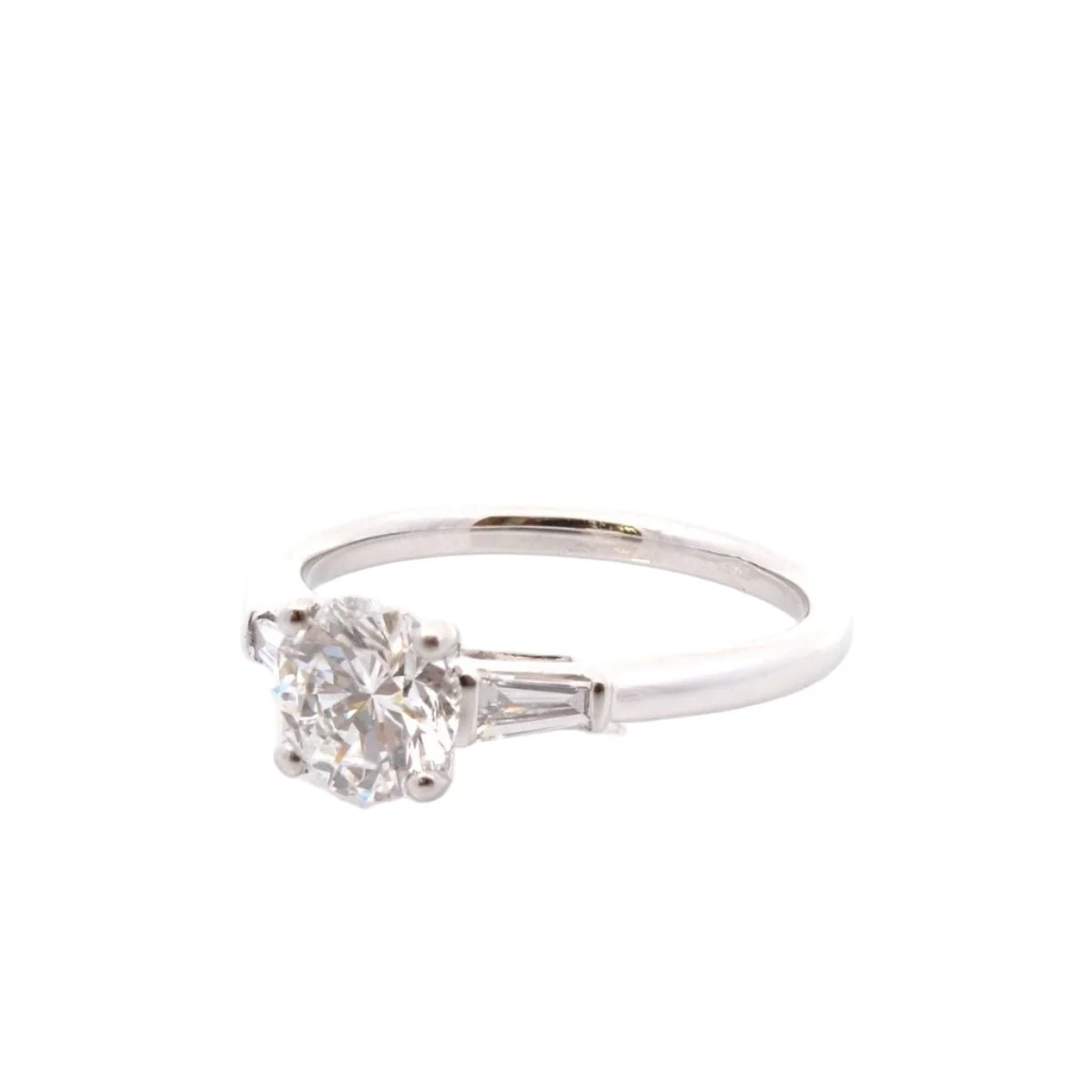Bague Solitaire en platine et diamants - Image 2