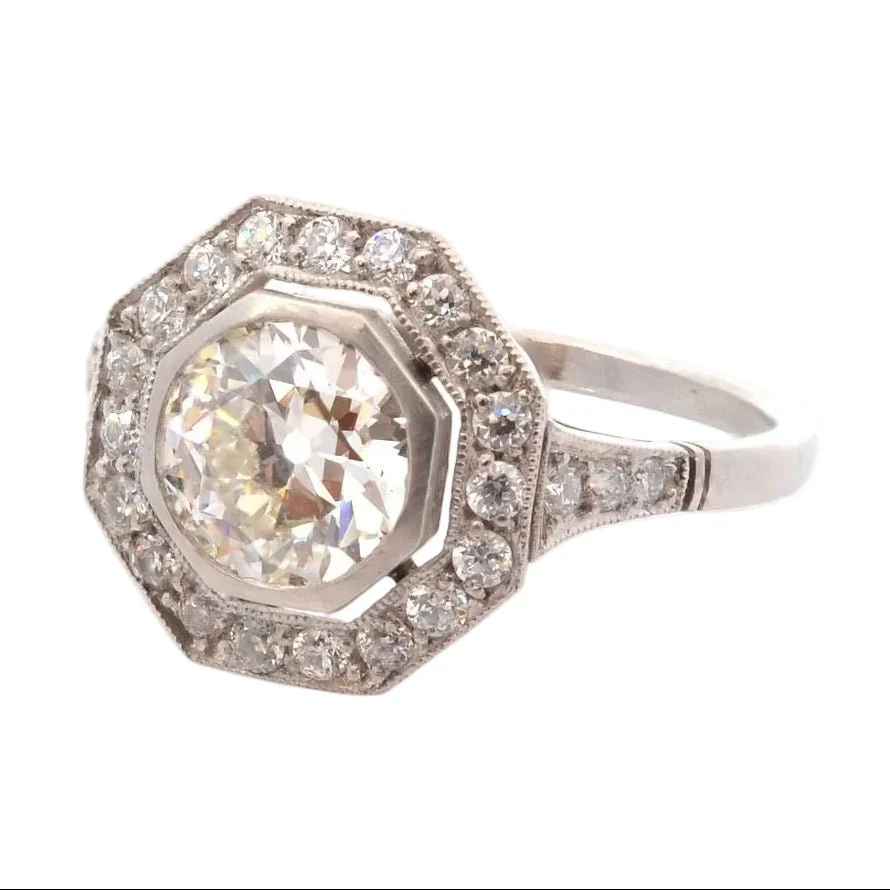 Bague Entourage en or blanc, platine et diamants - Image 2
