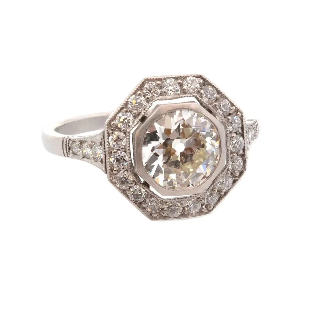 Bague Entourage en or blanc, platine et diamants - Image 4