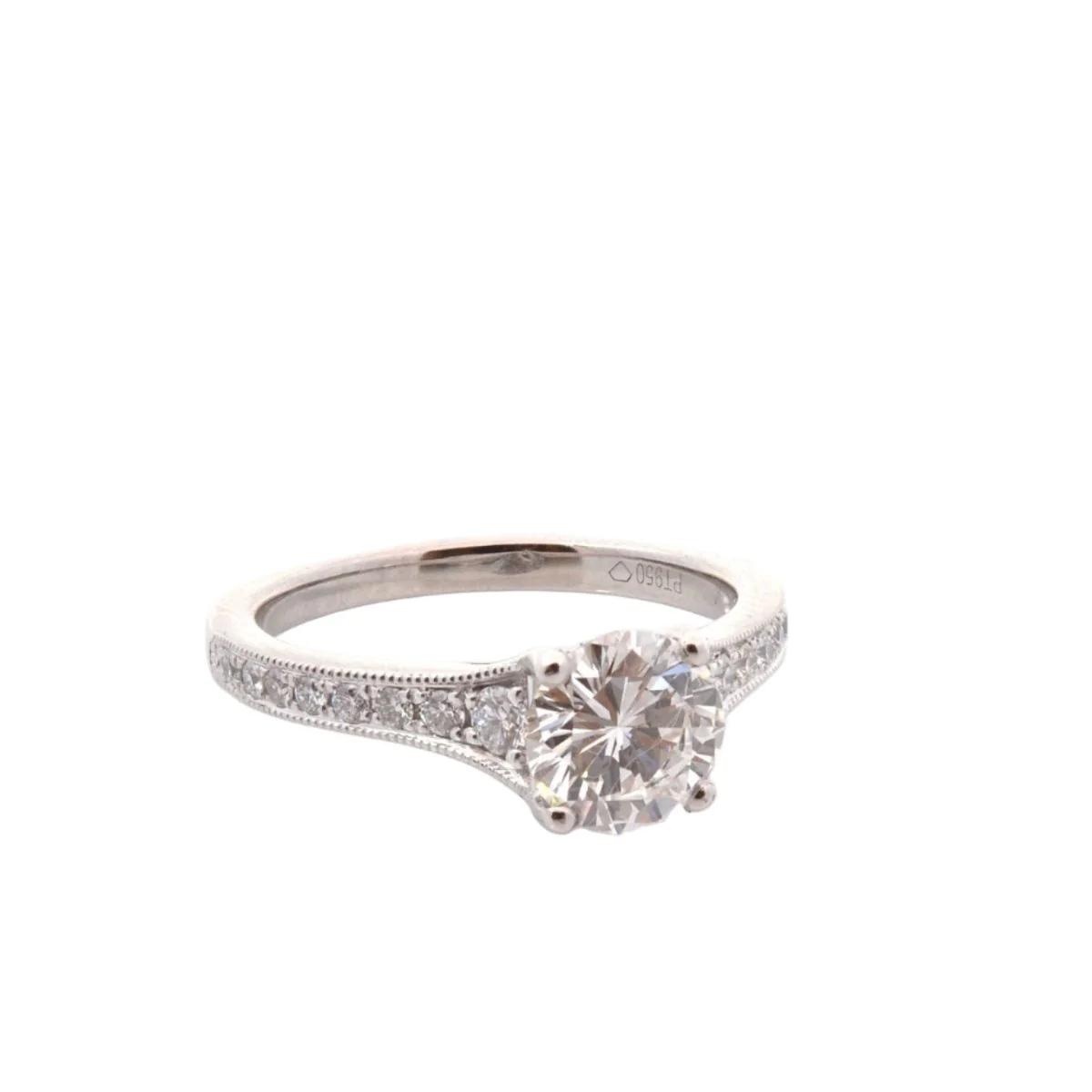 Bague Solitaire en platine et diamants - Image 4