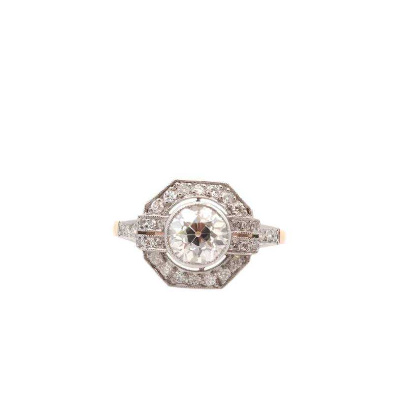 Bague Marguerite en or jaune, platine et diamants