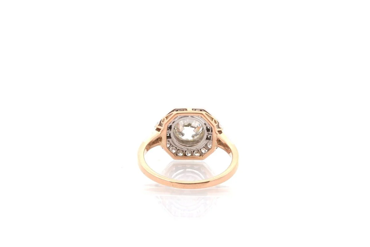 Bague Marguerite en or jaune, platine et diamants - Image 3