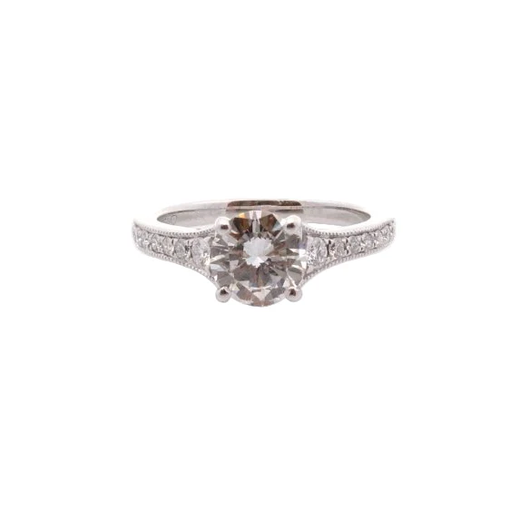 Bague solitaire en platine et diamants en platine - Image 2