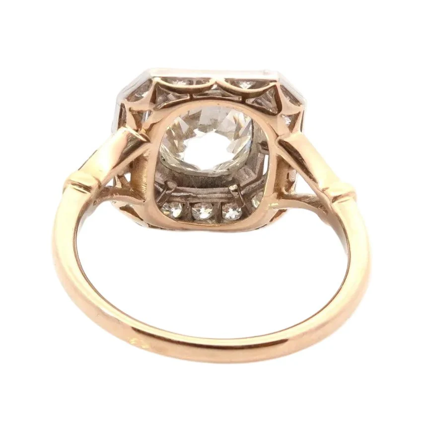 Bague Entourage en or jaune, platine et diamants - Image 3