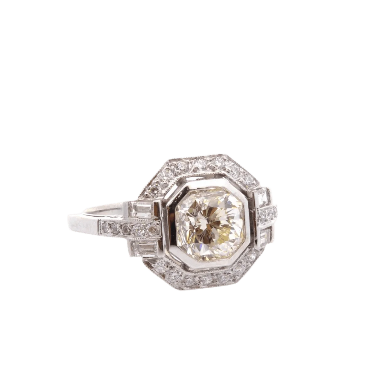 Bague Entourage en platine et diamants - Image 4