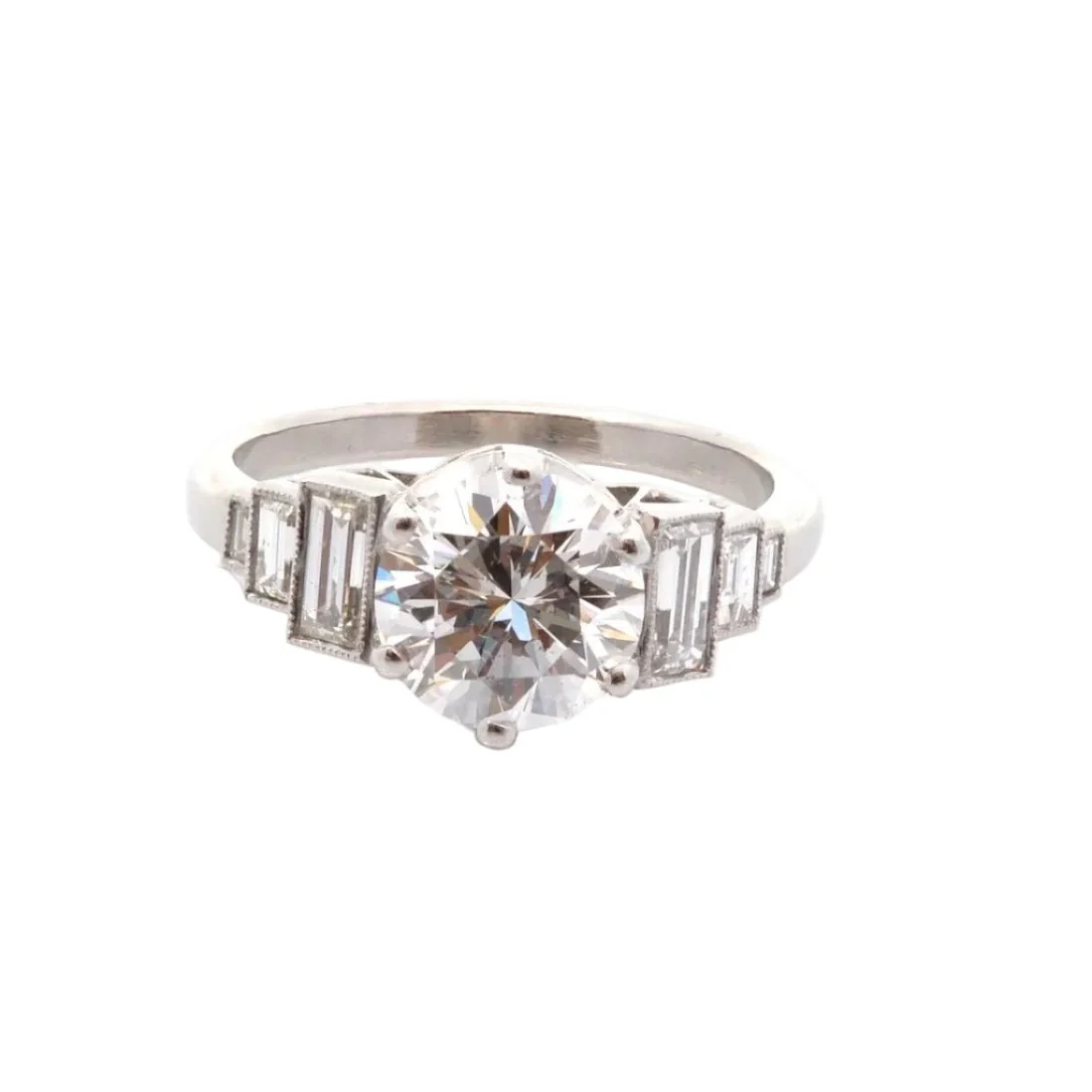 Bague Solitaire en platine et diamants