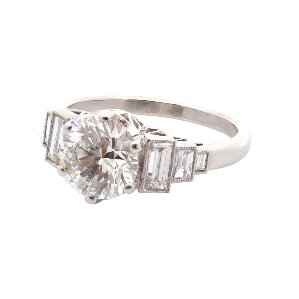 Bague Solitaire en platine et diamants - Image 2