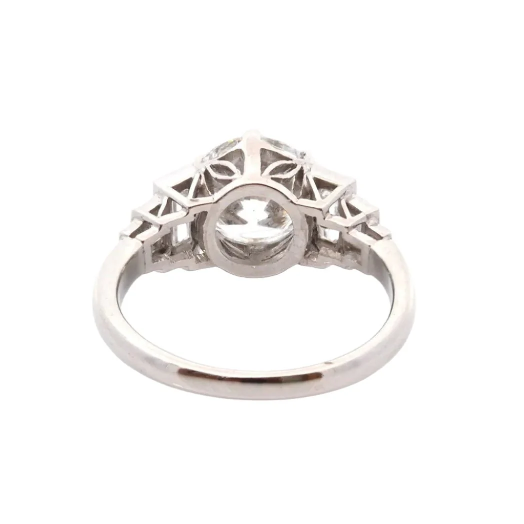 Bague Solitaire en platine et diamants - Image 3