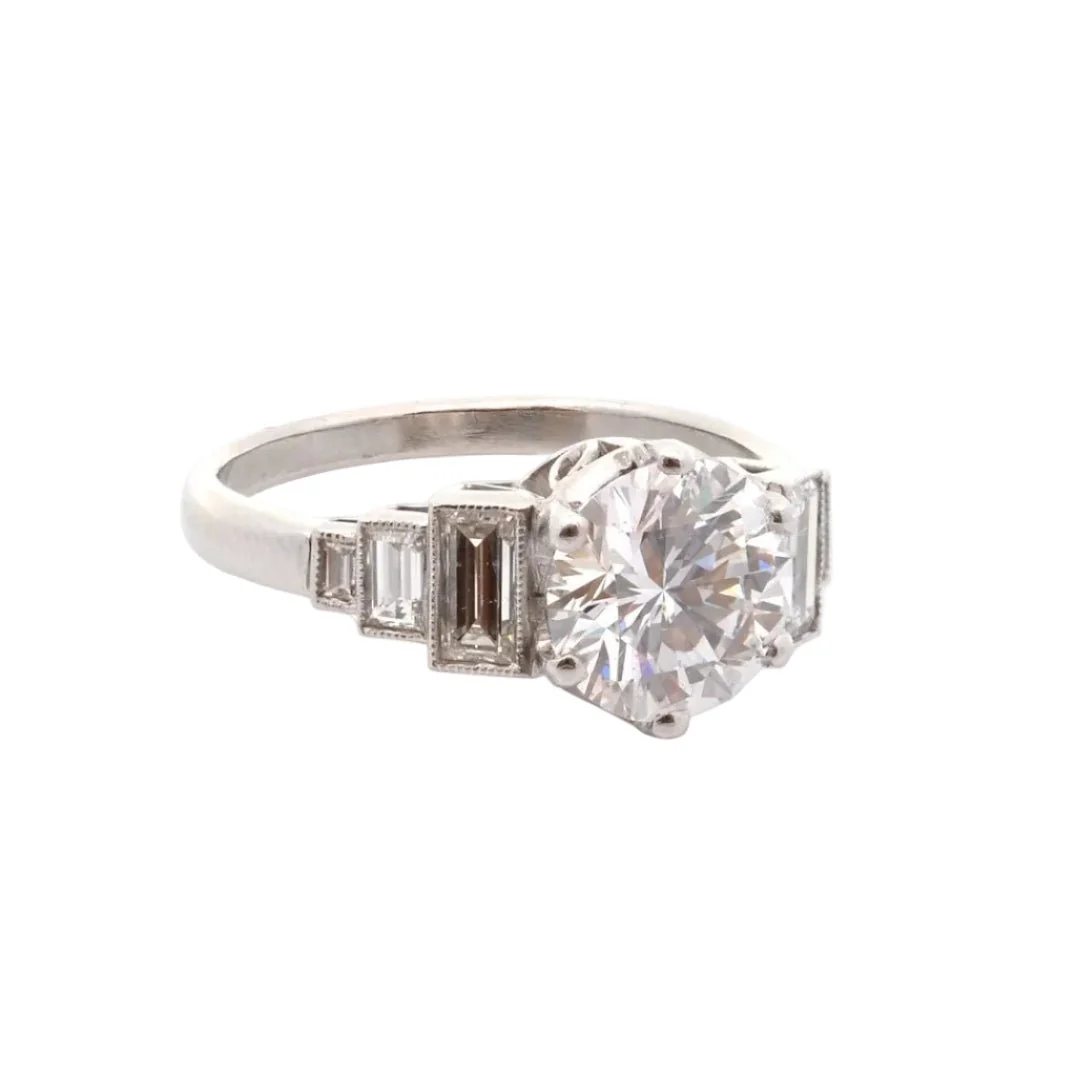 Bague Solitaire en platine et diamants - Image 4