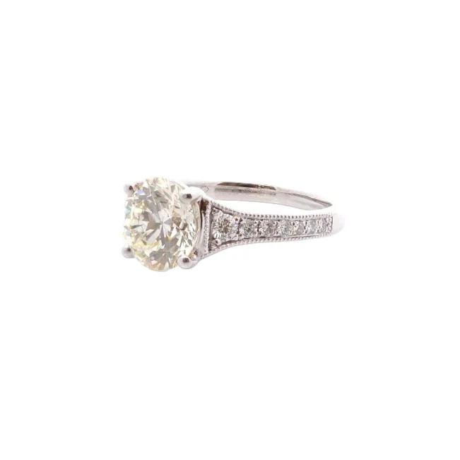 Bague Solitaire en platine et diamants - Image 3