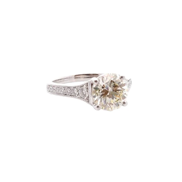 Bague Solitaire en platine et diamants - Image 5