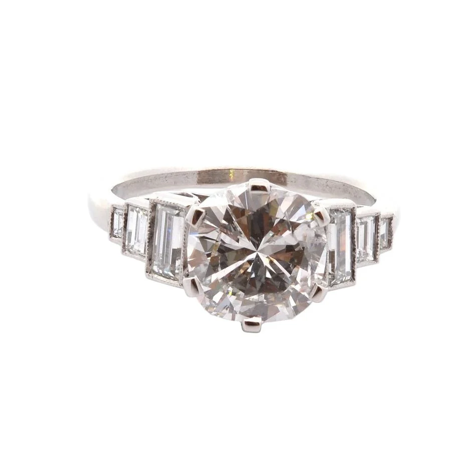Bague Solitaire en platine et diamants - Image 2