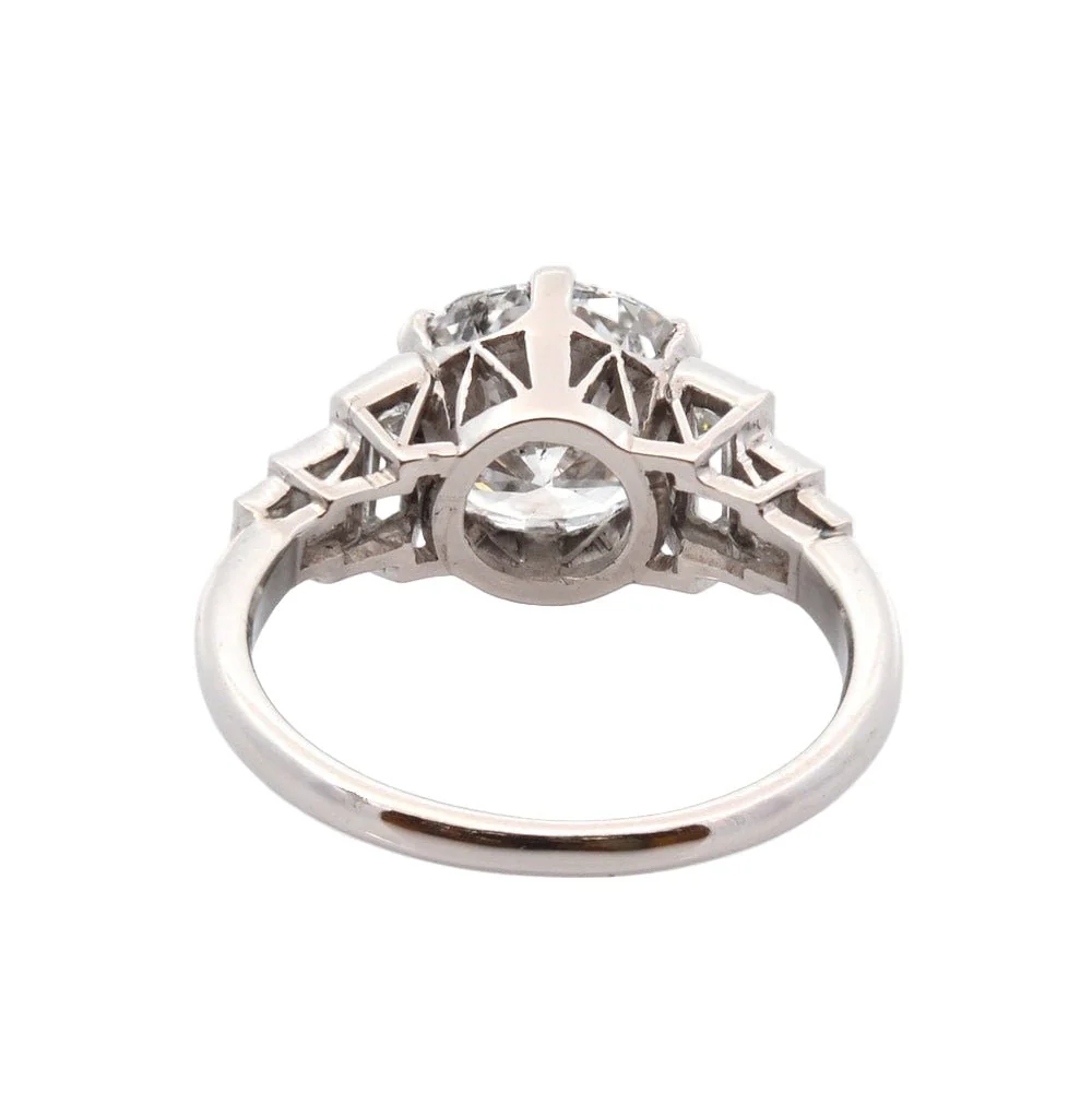 Bague Solitaire en platine et diamants - Image 3