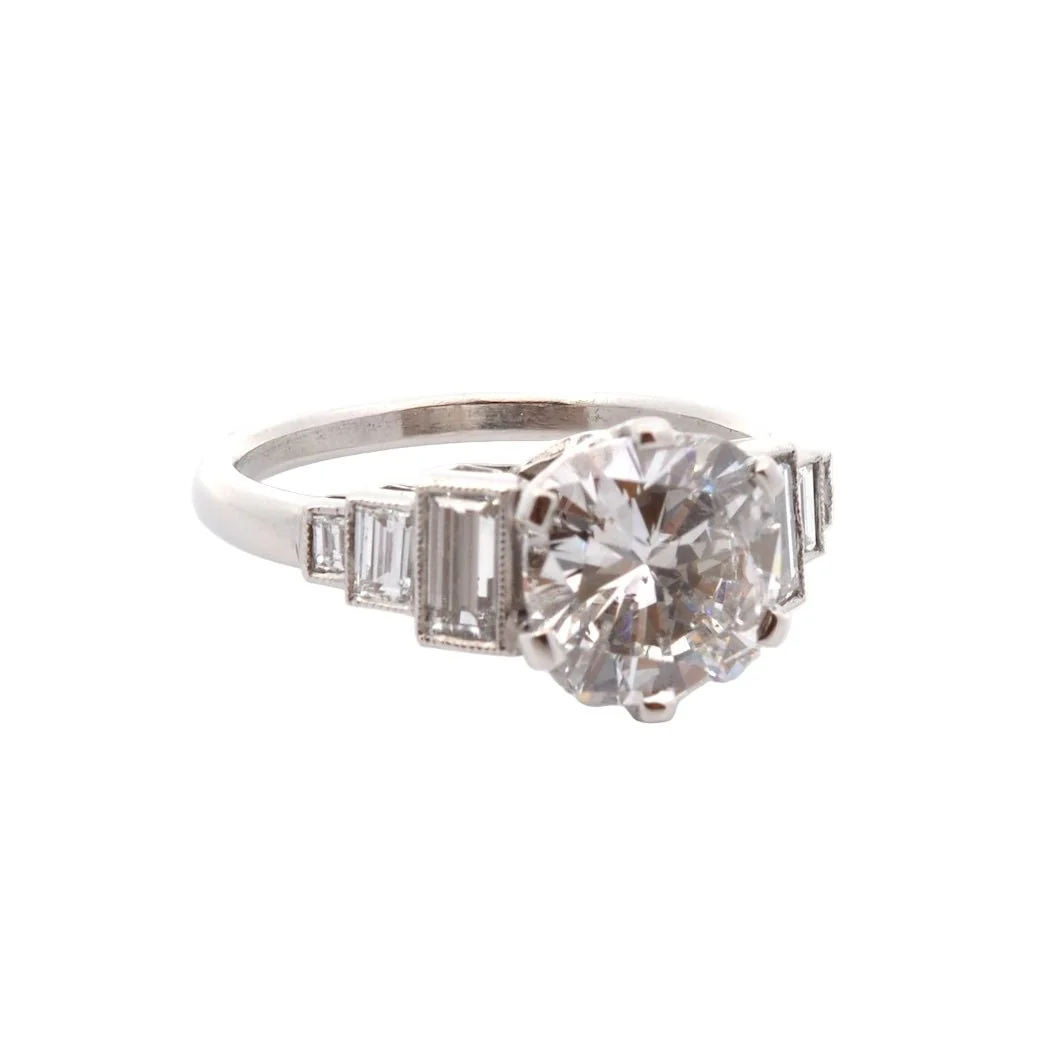Bague Solitaire en platine et diamants - Image 4