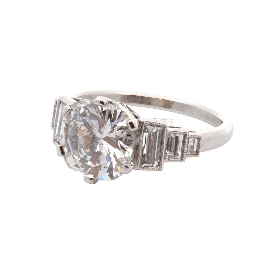 Bague Solitaire en platine et diamants - Image 5