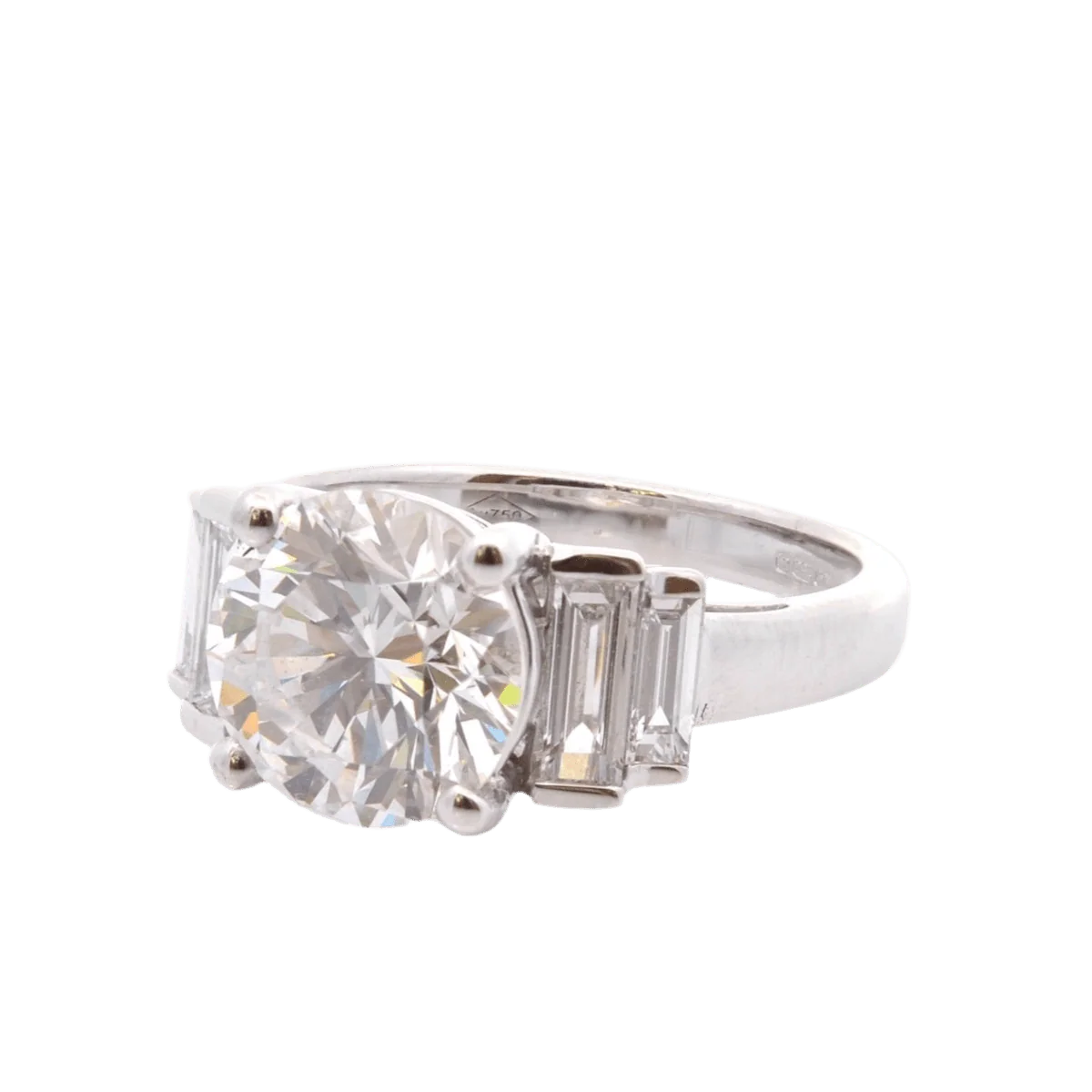 Bague Solitaire en or blanc et diamants - Image 2