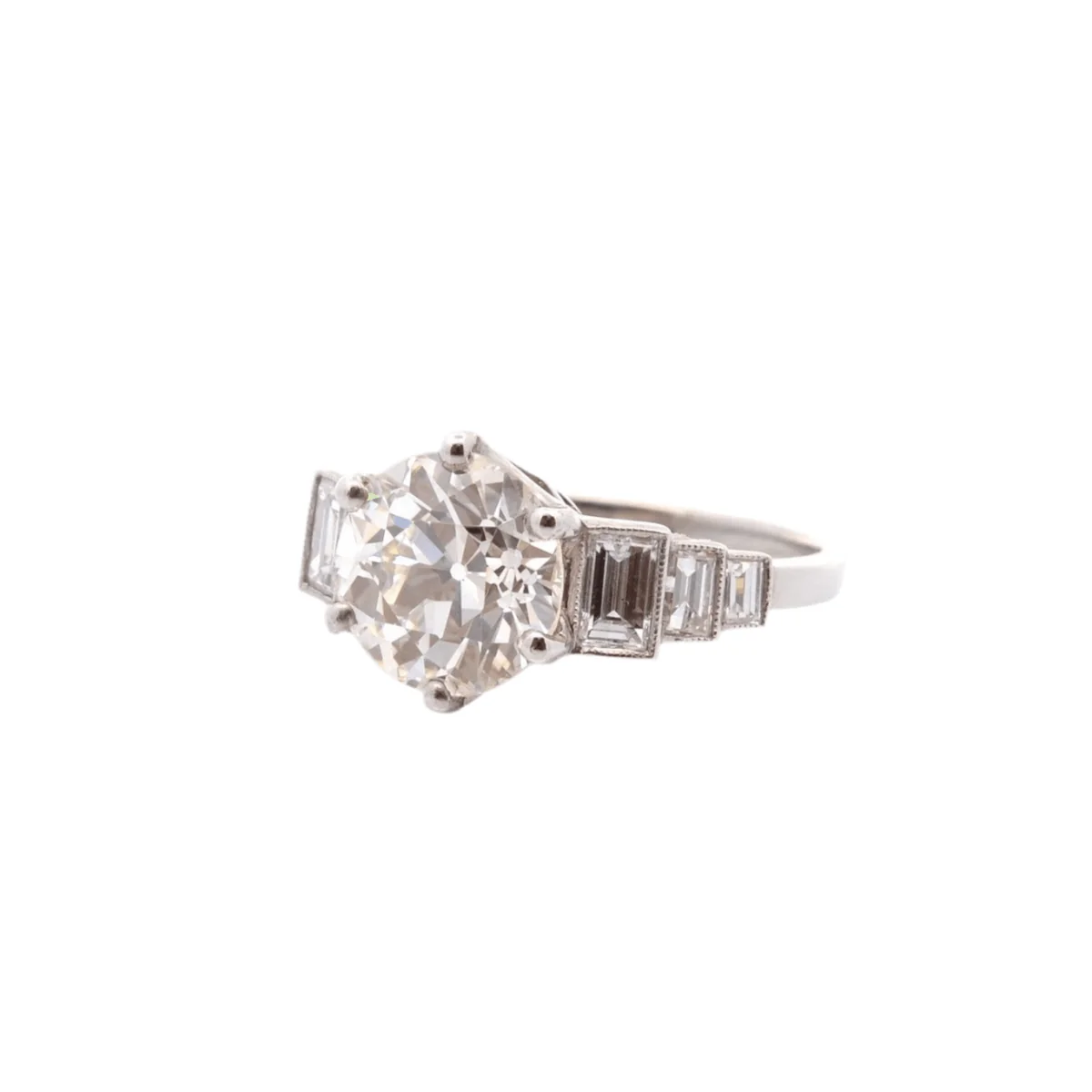 Bague Solitaire en platine et diamant - Image 2
