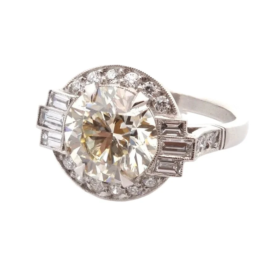 Bague Pompadour en platine et diamants - Image 2