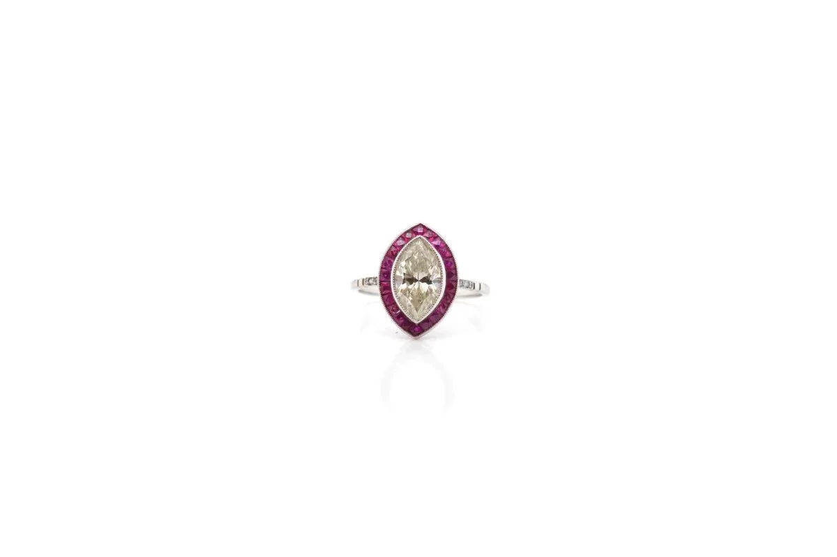 Bague diamant navette en or - Image 2