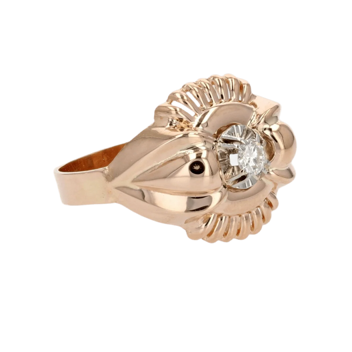 Bague Dôme en or rose et diamant - Image 5