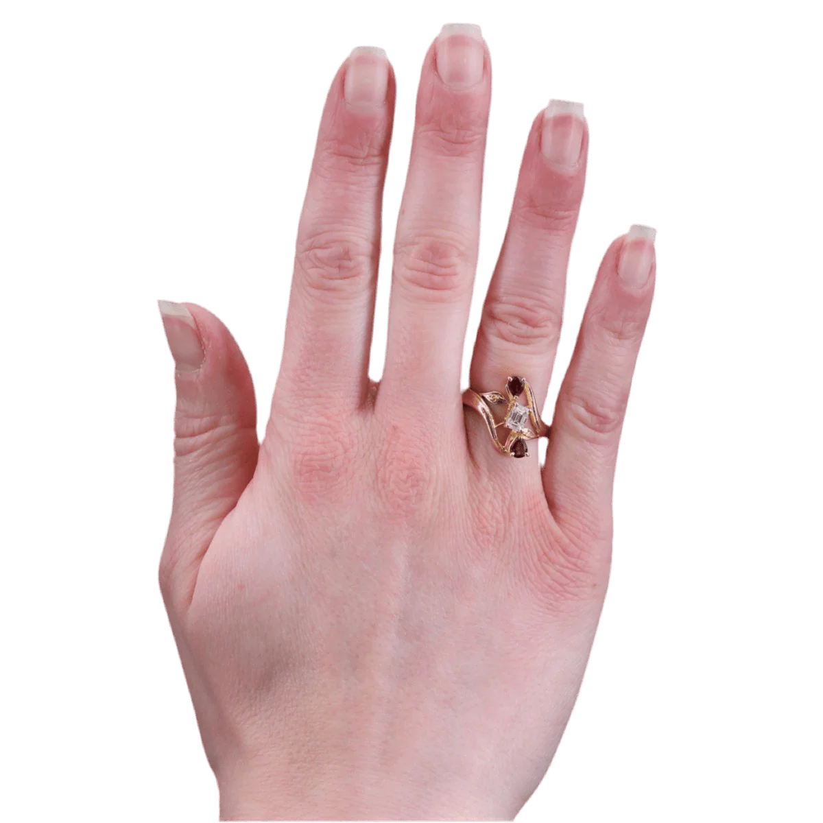 Bague Trilogie en or jaune, rubis et diamant - Image 2