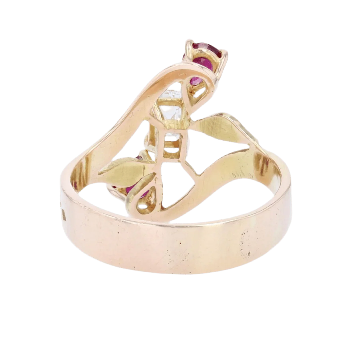 Bague Trilogie en or jaune, rubis et diamant - Image 4