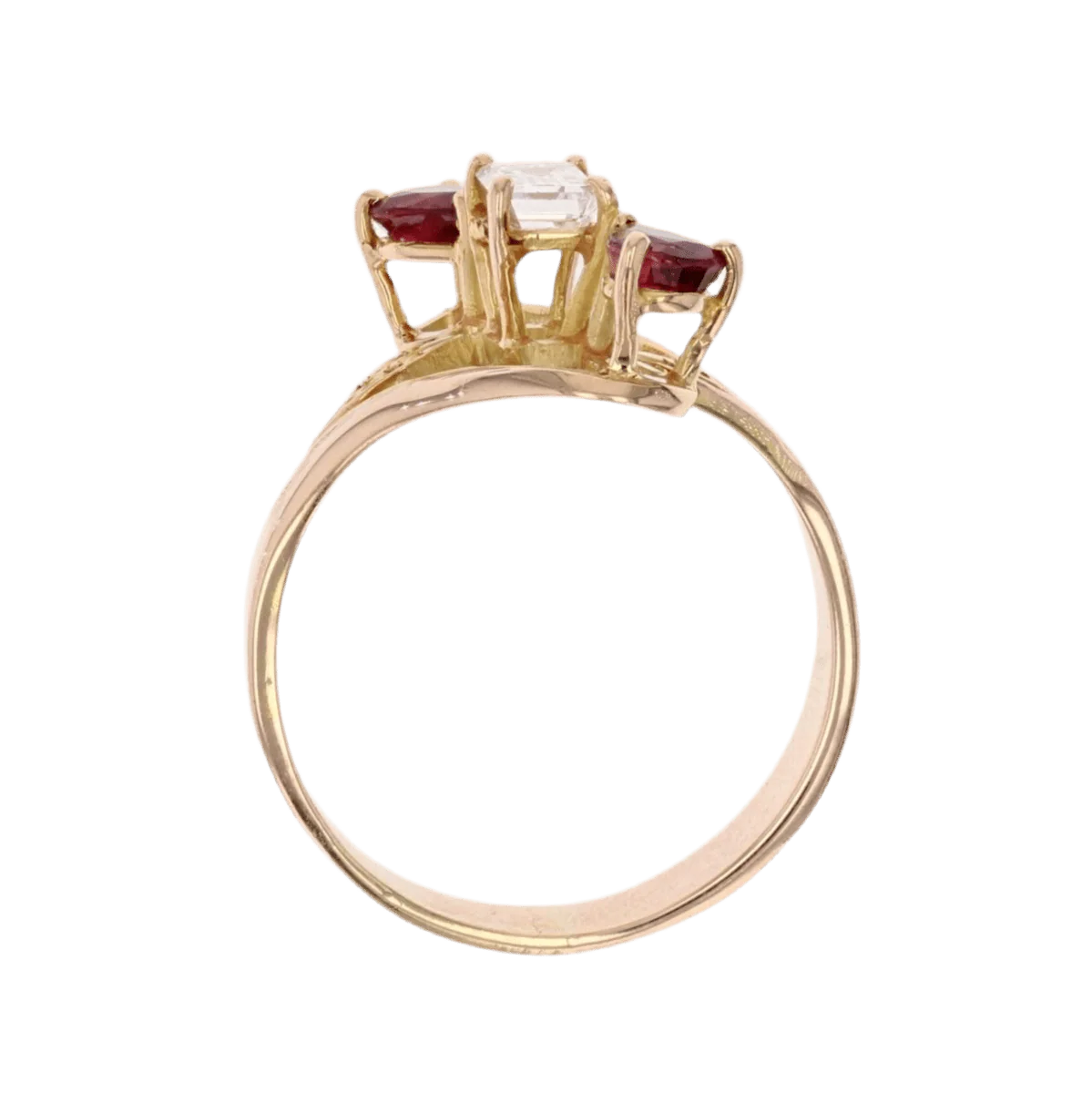 Bague Trilogie en or jaune, rubis et diamant - Image 6