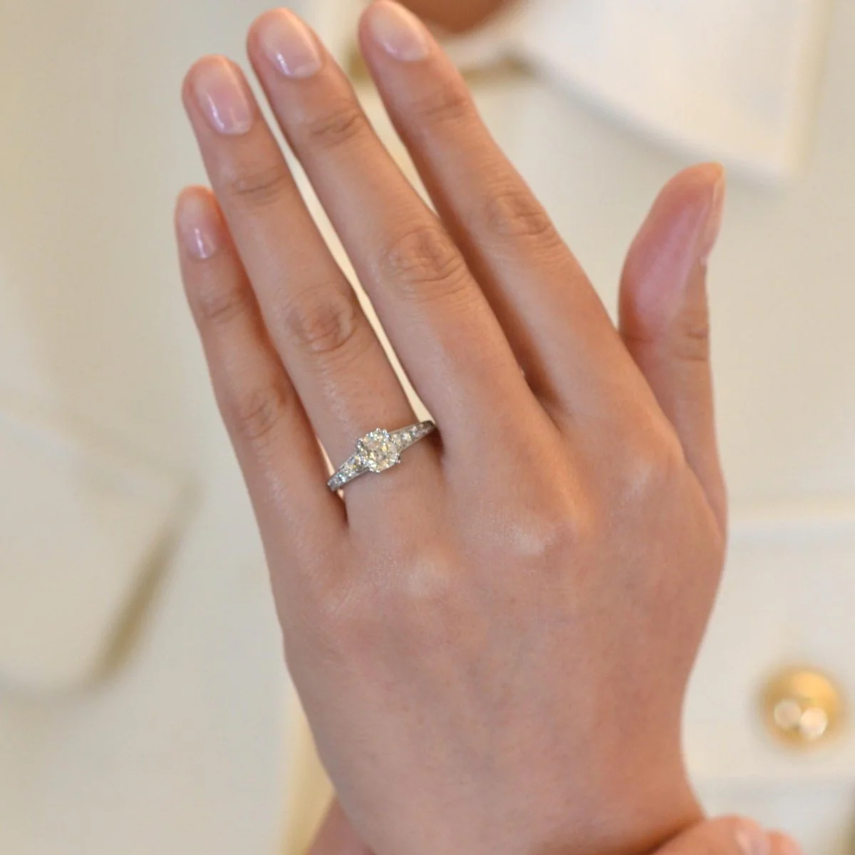 Bague Solitaire en platine et diamants - Image 2