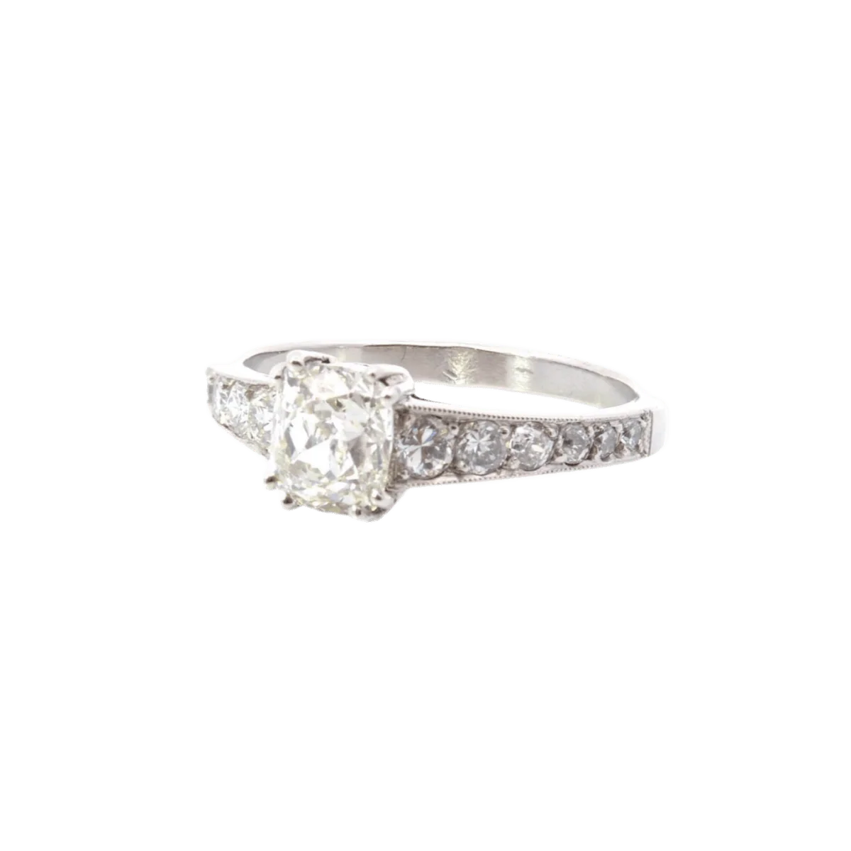 Bague Solitaire en platine et diamants - Image 3