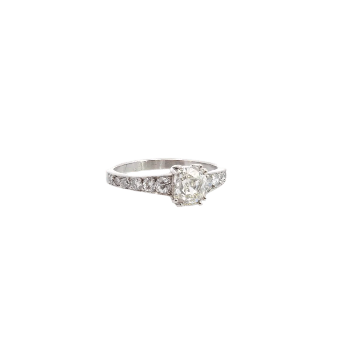Bague Solitaire en platine et diamants - Image 5