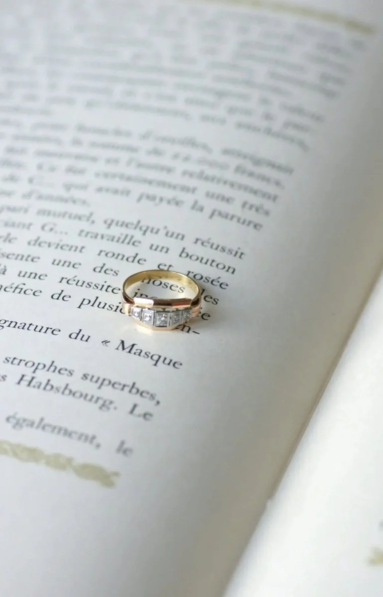 Bague diamants Art Déco bandeau - Image 6