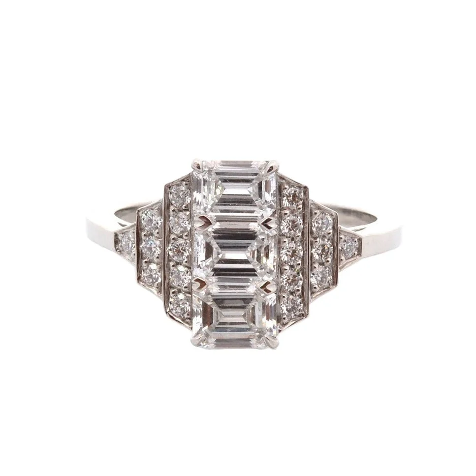 Bague en platine et diamants - Image 2