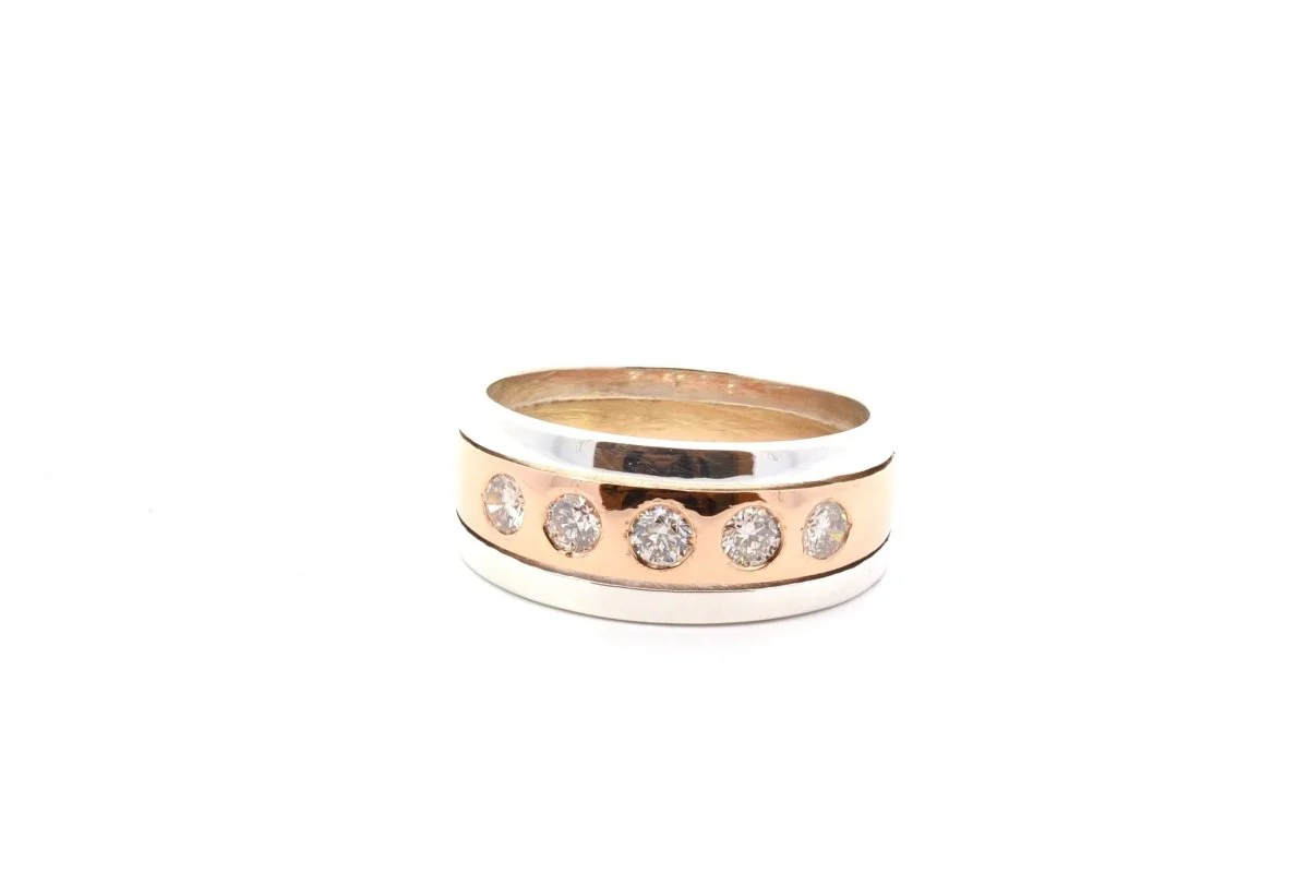 Bague diamants en or et argent