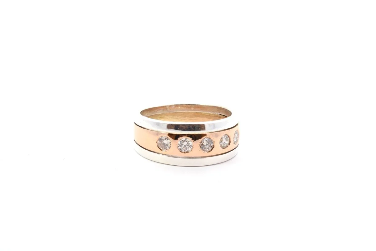 Bague diamants en or et argent - Image 3