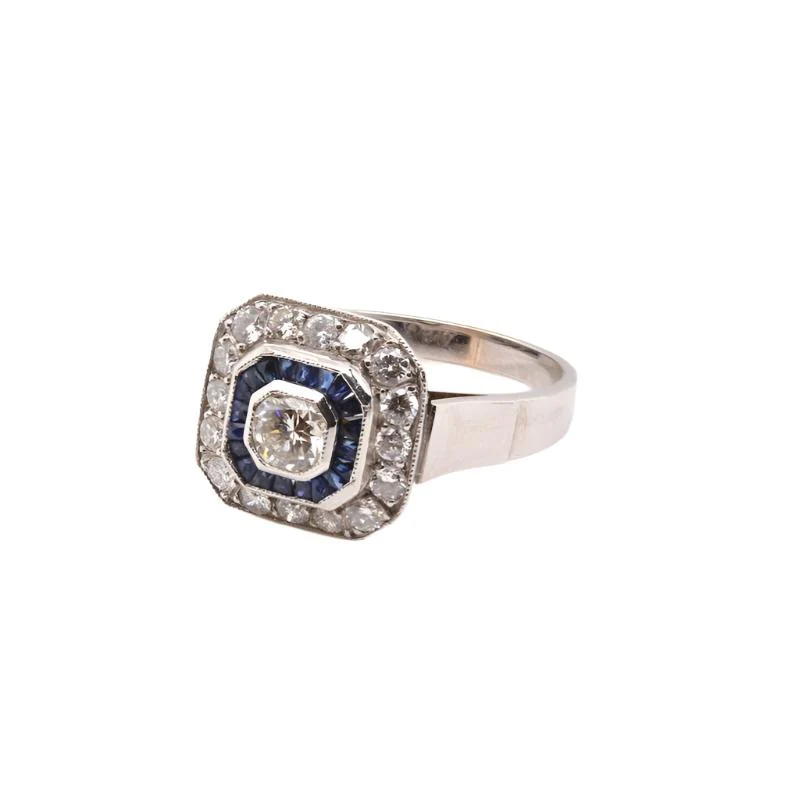 Bague en or blanc, platine, saphirs et diamants - Image 5