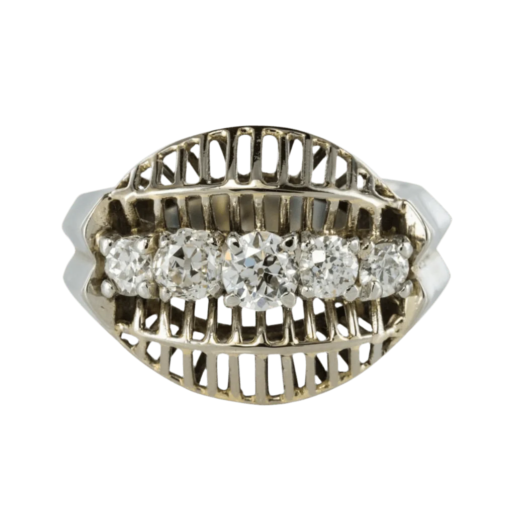 Bague Dôme en or blanc et diamants