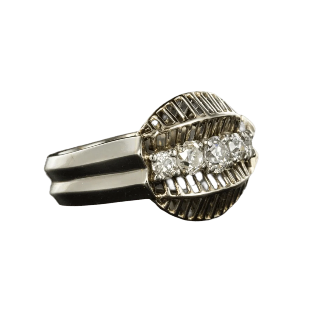 Bague Dôme en or blanc et diamants - Image 4