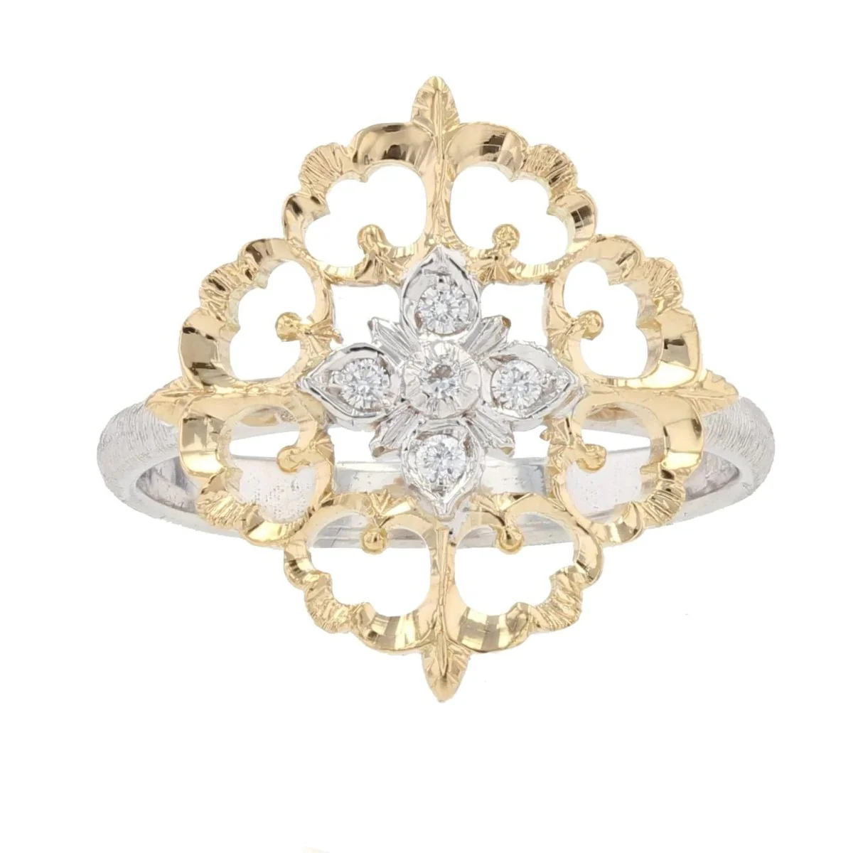 Bague en or jaune, or blanc et diamants