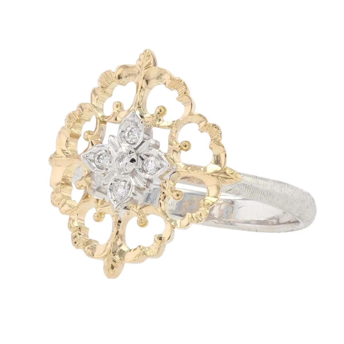 Bague en or jaune, or blanc et diamants - Image 3