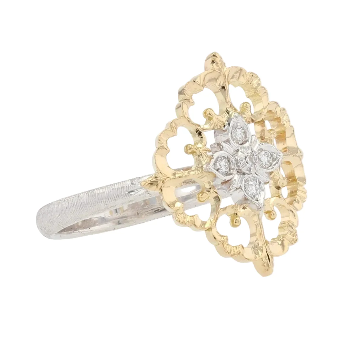 Bague en or jaune, or blanc et diamants - Image 5