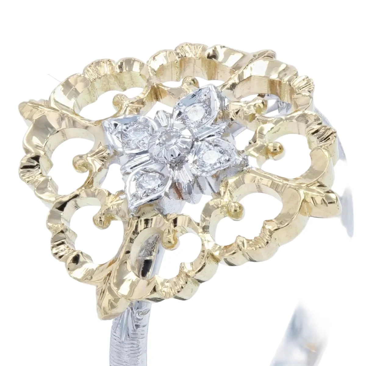 Bague en or jaune, or blanc et diamants - Image 7
