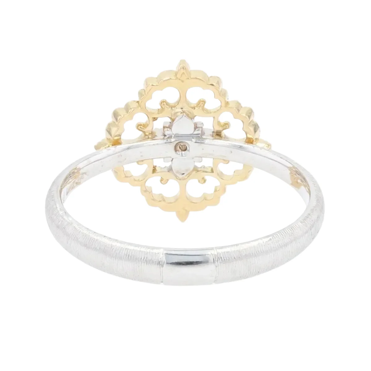 Bague Marguerite en or jaune, or blanc et diamants - Image 4