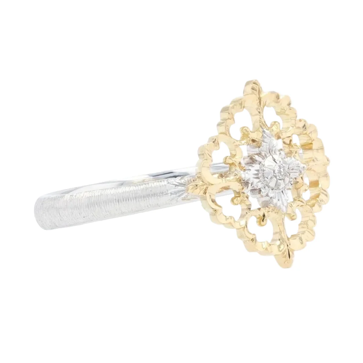 Bague Marguerite en or jaune, or blanc et diamants - Image 5