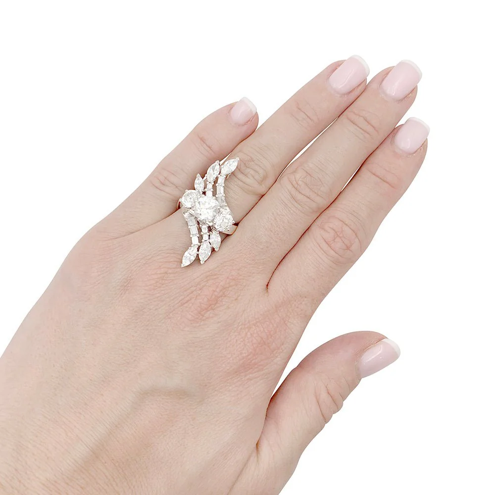 Bague en platine et diamants - Image 8