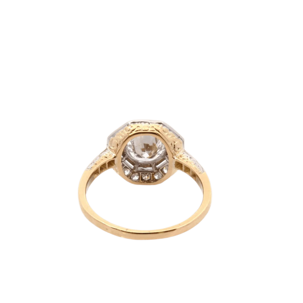Bague Entourage en or jaune, platine et diamants - Image 3