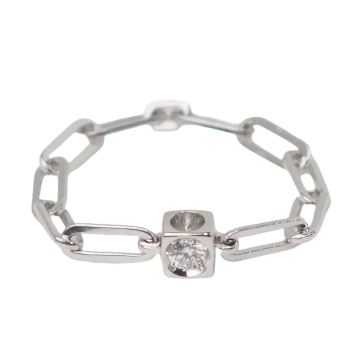Bague Solitaire DINH VAN "Le Cube" en or blanc et diamant