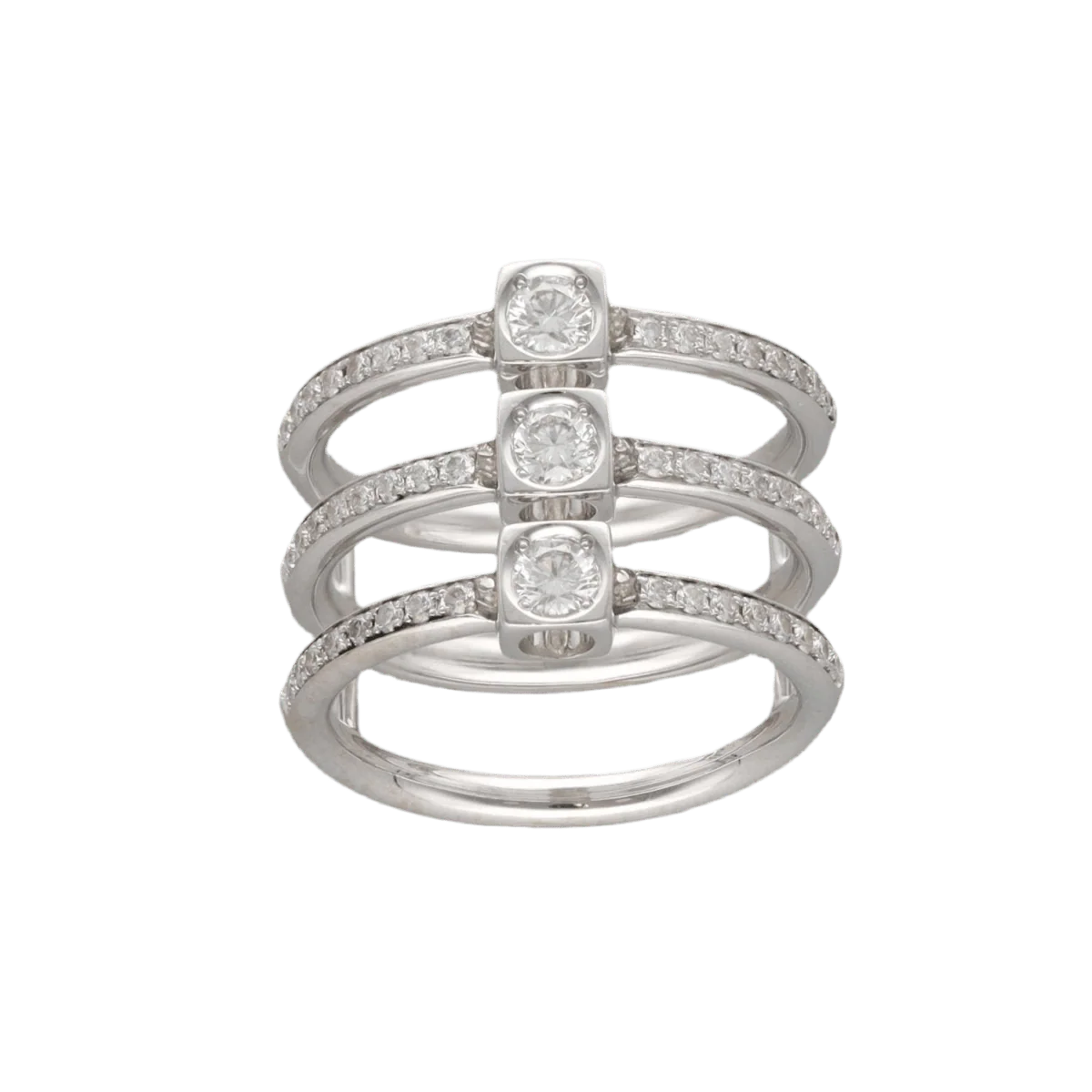 Bague DINH VAN "Le Cube Trilogie" en or gris et diamants