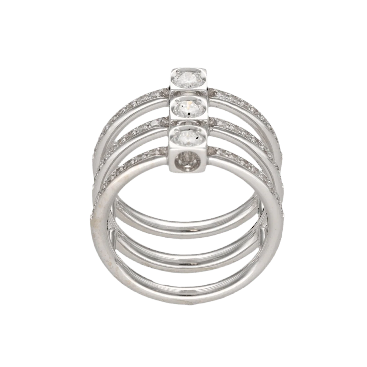 Bague DINH VAN "Le Cube Trilogie" en or gris et diamants - Image 4