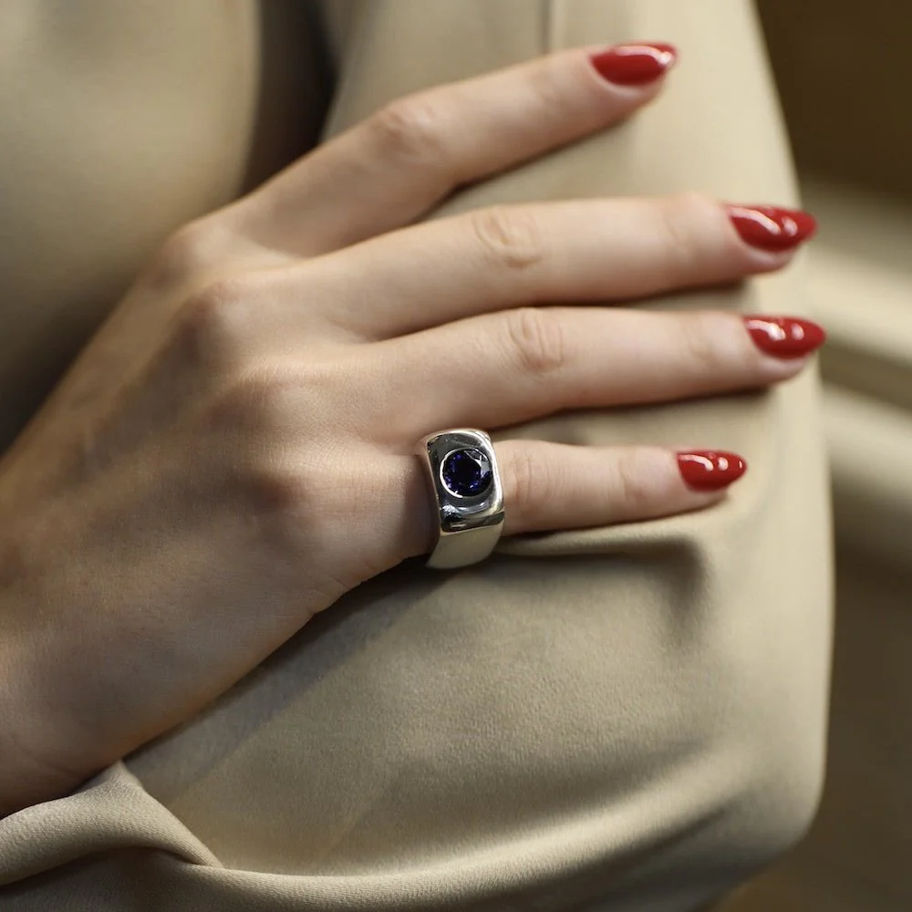 Bague Cocktail DINH VAN "Margot" en or blanc et améthyste - Image 2